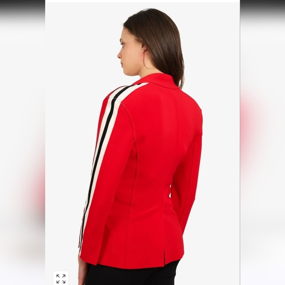 Norma Kamali Bold Red Blazer With Stripes Size Large - Picture 3 of 13